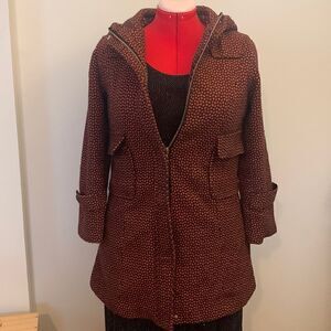 Rouge Par Womens Wool Cotton Blend Coat Hood Size S